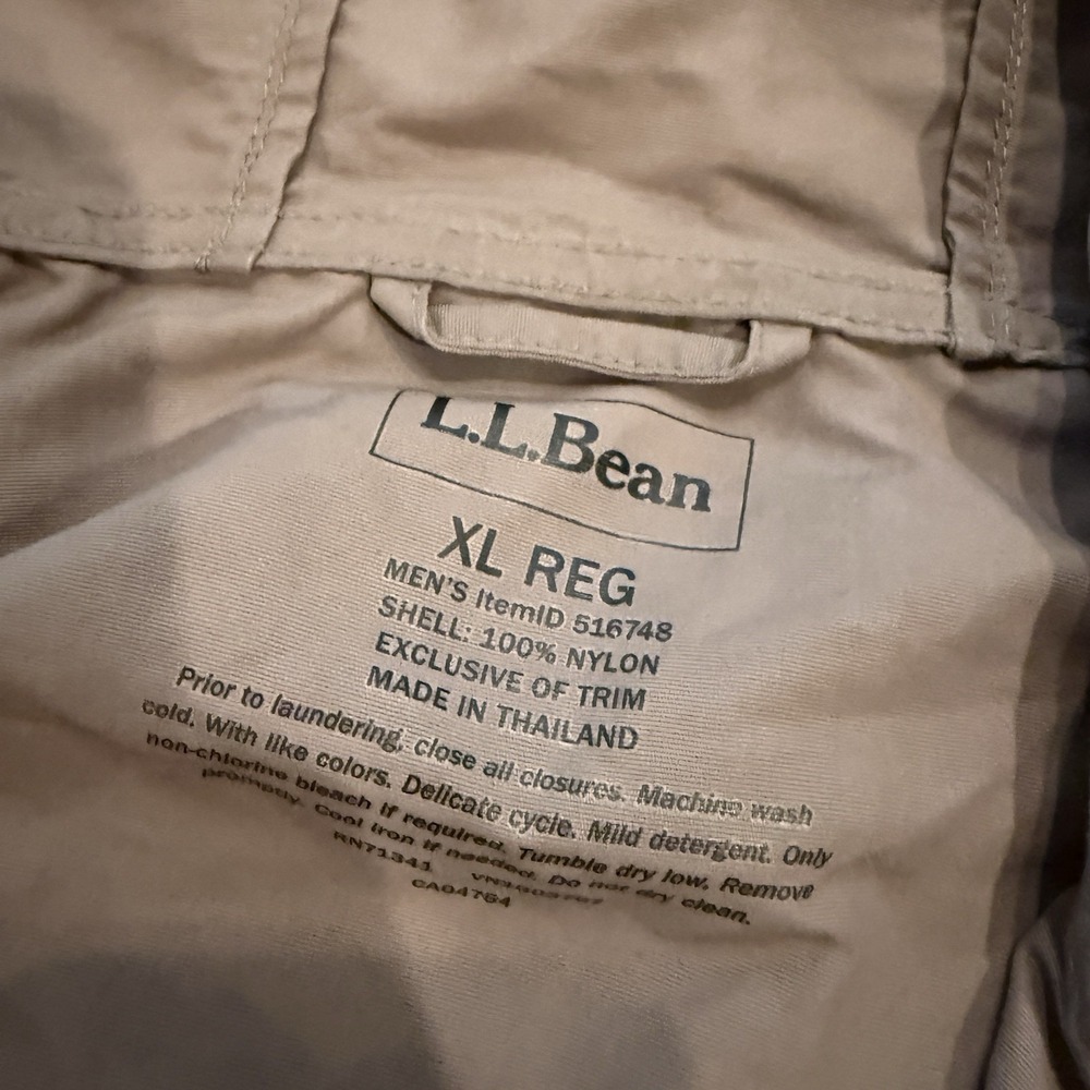 L.L.Bean Mens XL Hooded Anorak Pullover Jacket Brown Nylon 1/4 Zip Packable - Picture 3 of 7